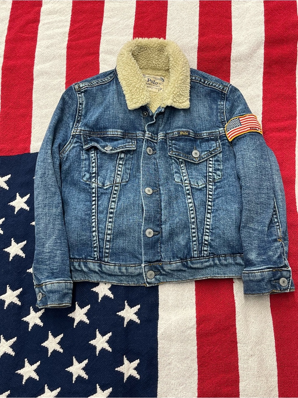 Polo Ralph Lauren Teddy Fleece Lined Denim Trucker Jacket Boys Size 6